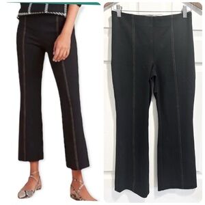 Anthropologie Black The Essential Crop Flare Pants Pull On Trousers Size XS P